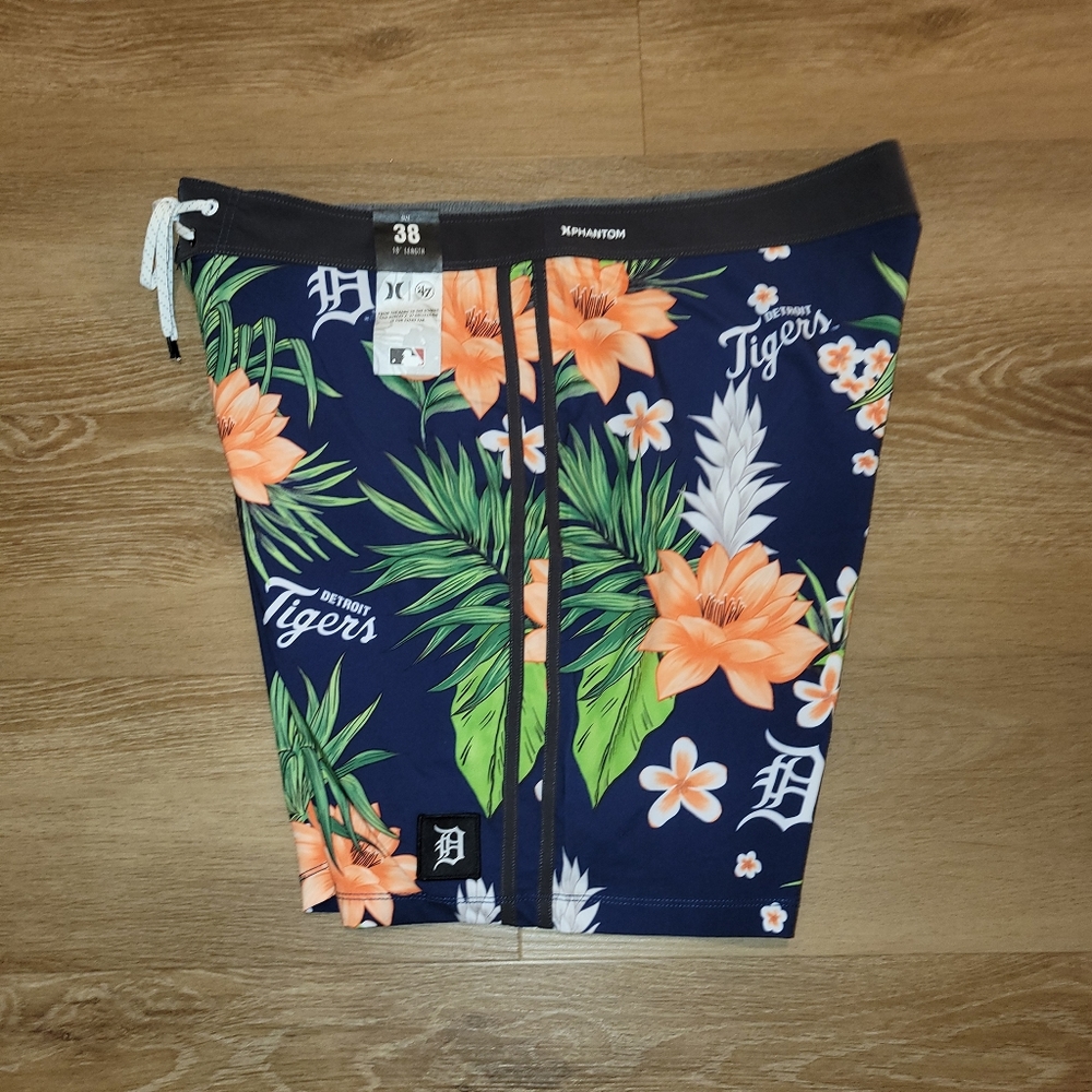 Hurley Phantom '47 MLB Detroit Tigers Swim Board Shorts Mens Size 38 18" Length - Picture 4 of 7